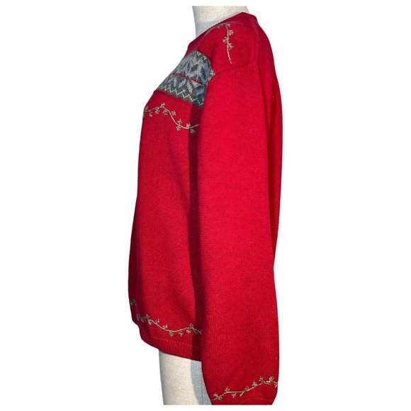 Woolrich Womens Christmas Sweater Size XL Pullover Crew Neck Santa Sleigh Nordic - Picture 7 of 10